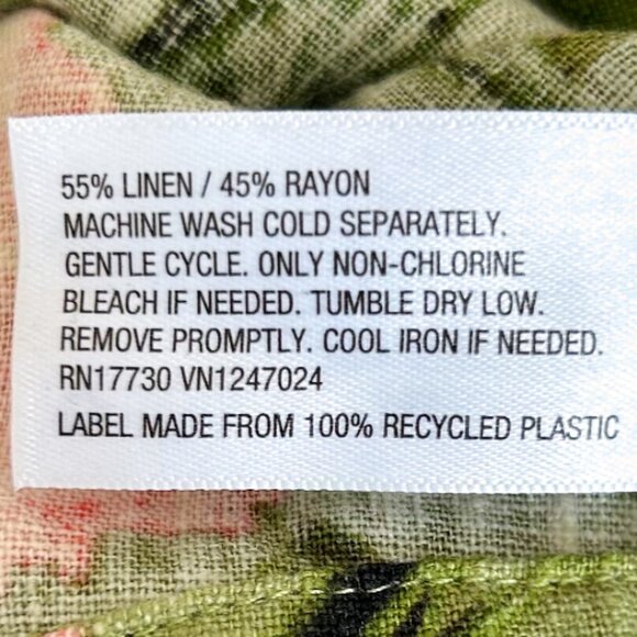 Agua Bendita Peony Print Linen-Blend Tie Wrap Crop Top Green Pink M Floral Wrap - Picture 9 of 10